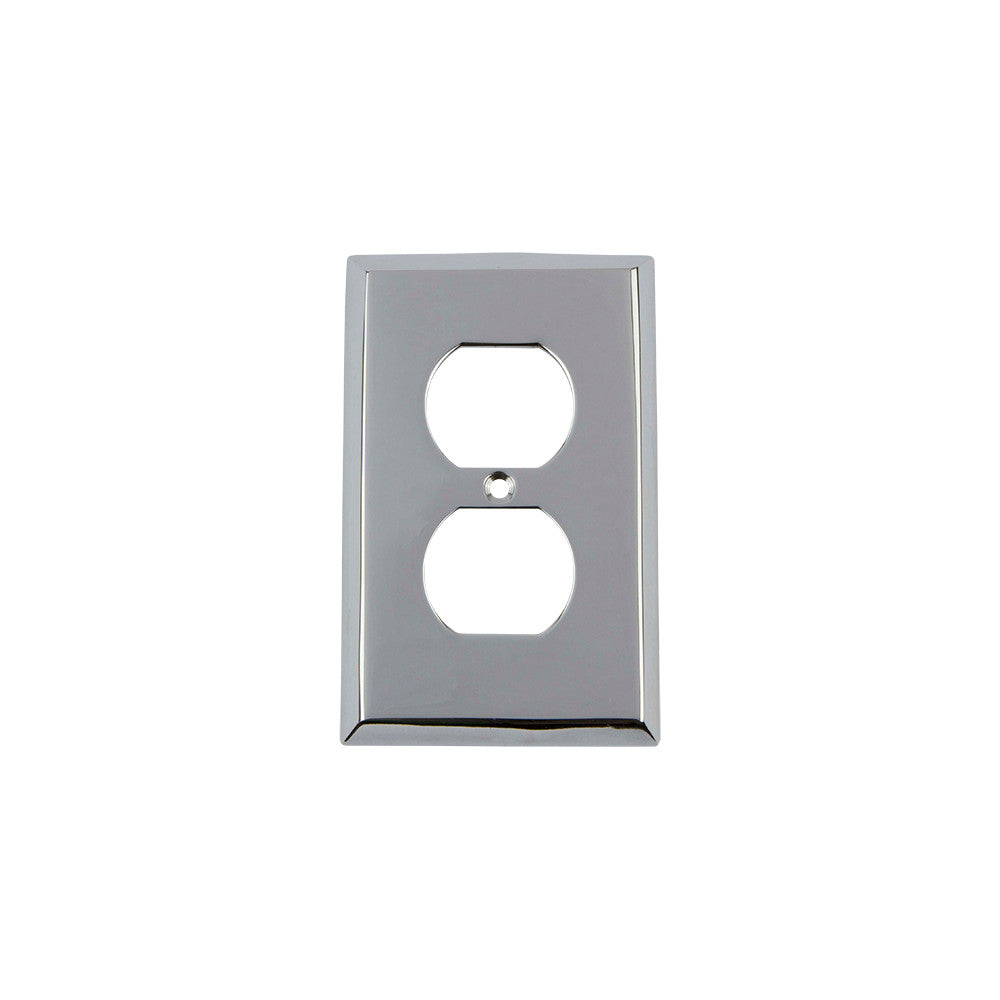 Nostalgic Warehouse 719848: New York Single Duplex Switchplate - Bright Chrome