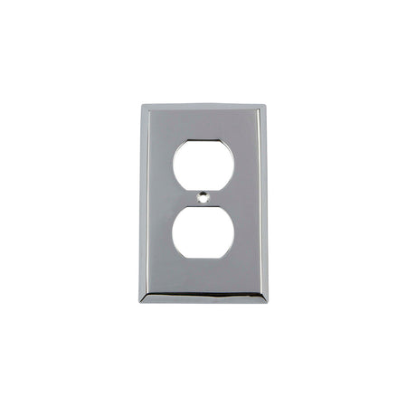 Nostalgic Warehouse 719848: New York Single Duplex Switchplate - Bright Chrome
