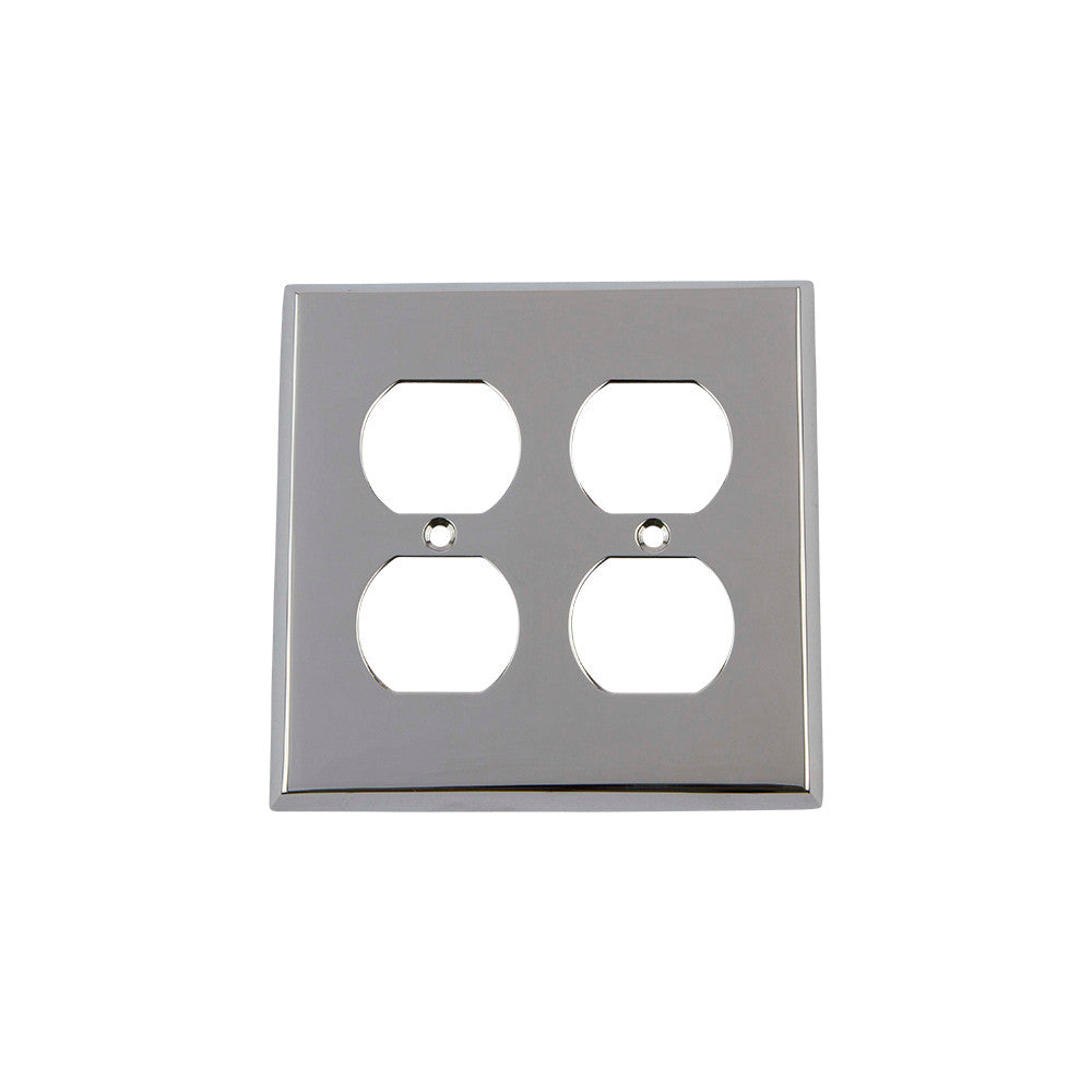 Nostalgic Warehouse 719849: New York Double Duplex Switchplate - Bright Chrome