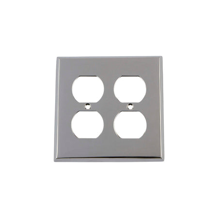 Nostalgic Warehouse 719849: New York Double Duplex Switchplate - Bright Chrome