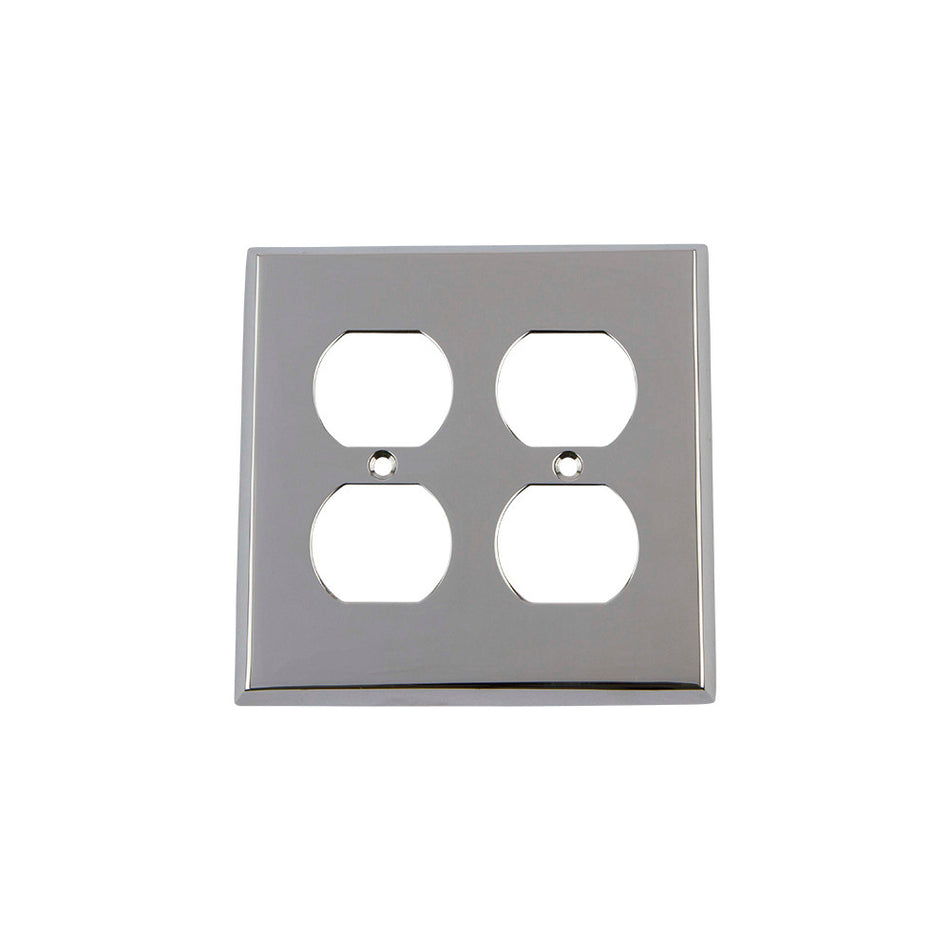 Nostalgic Warehouse 719849: New York Double Duplex Switchplate - Bright Chrome