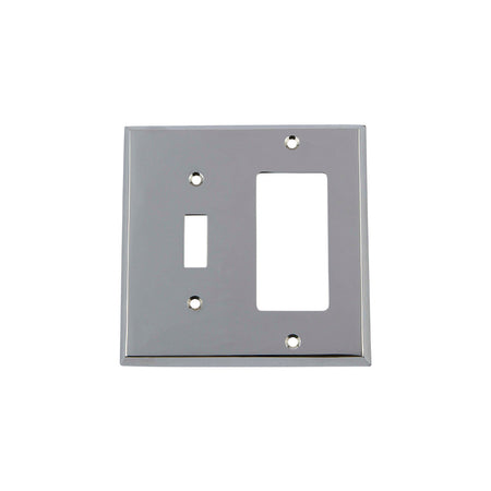 Nostalgic Warehouse 719850: New York Single Toggle/Single Rocker Combination Switchplate - Bright Chrome