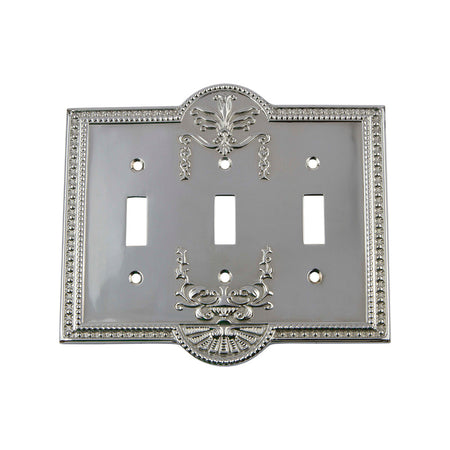 Nostalgic Warehouse 719856: Meadows Triple Toggle Switchplate - Bright Chrome