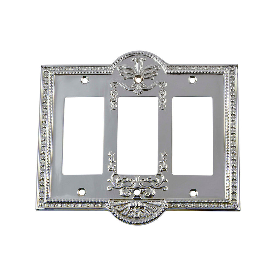 Nostalgic Warehouse 719859: Meadows Triple Rocker Switchplate - Bright Chrome