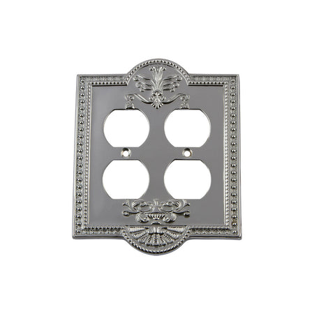 Nostalgic Warehouse 719861: Meadows Double Duplex Switchplate - Bright Chrome