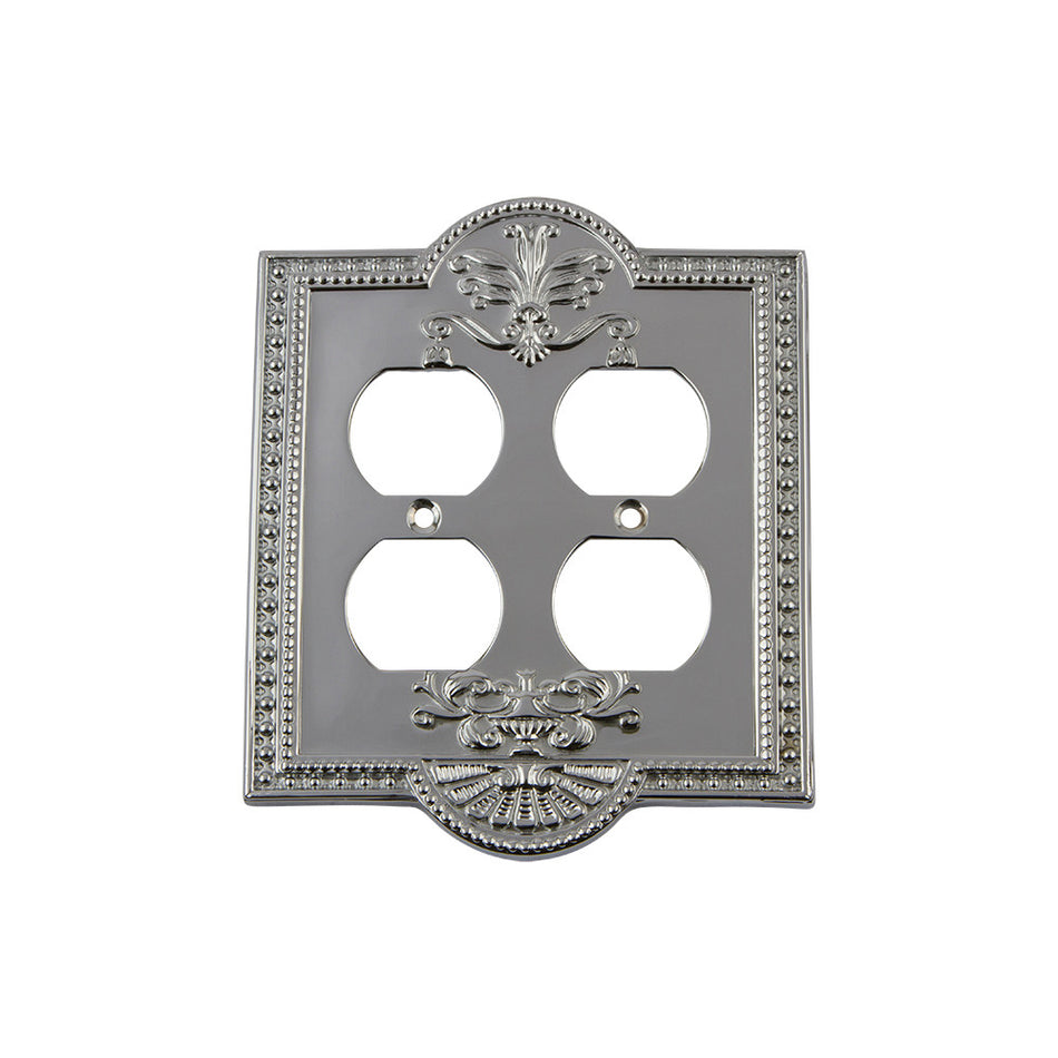 Nostalgic Warehouse 719861: Meadows Double Duplex Switchplate - Bright Chrome
