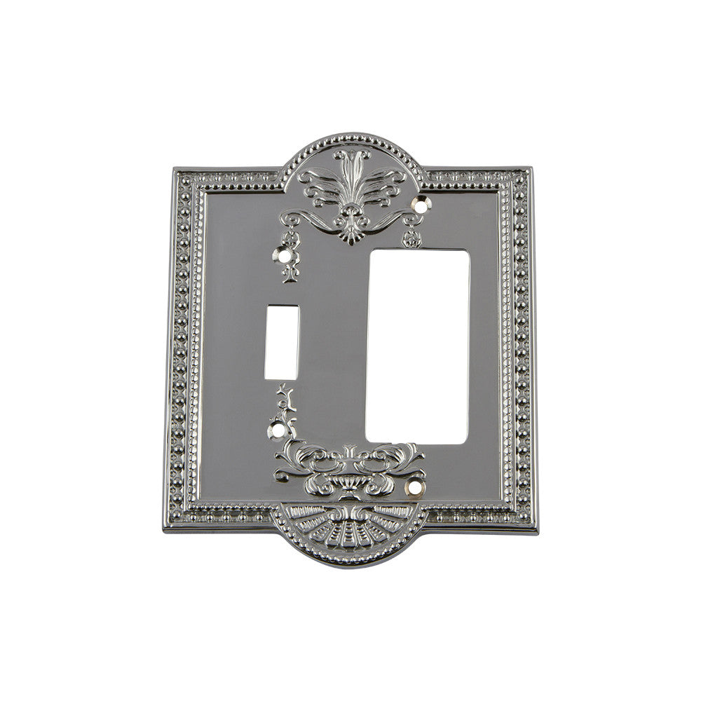 Nostalgic Warehouse 719862: Meadows Single Toggle/Single Rocker Combination Switchplate - Bright Chrome