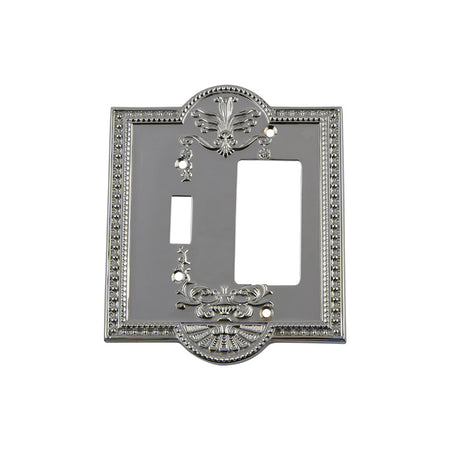 Nostalgic Warehouse 719862: Meadows Single Toggle/Single Rocker Combination Switchplate - Bright Chrome
