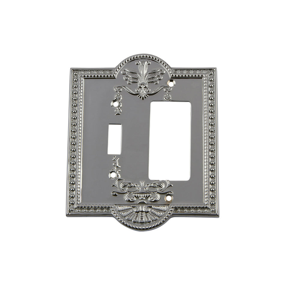 Nostalgic Warehouse 719862: Meadows Single Toggle/Single Rocker Combination Switchplate - Bright Chrome