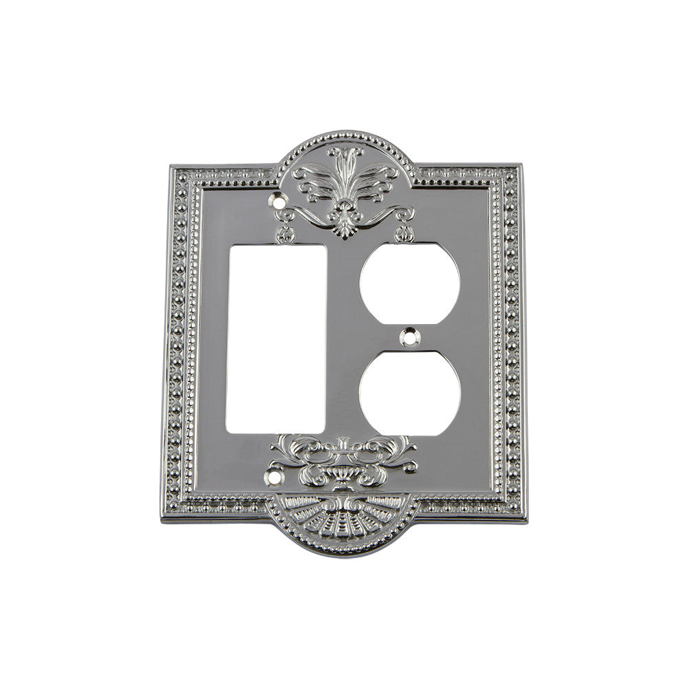 Nostalgic Warehouse 719864: Meadows Single Rocker/Single Duplex Combination Switchplate - Bright Chrome