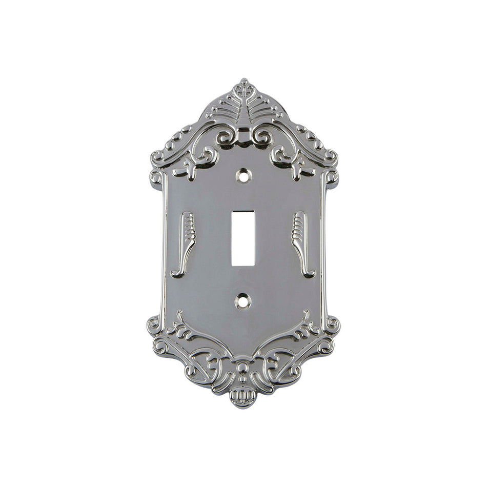 Nostalgic Warehouse 719866: Victorian Single Toggle Switchplate - Bright Chrome