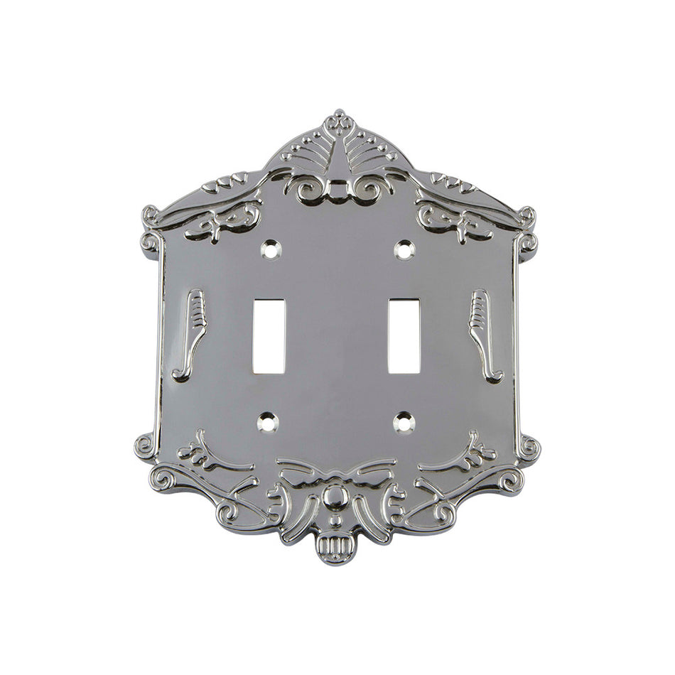 Nostalgic Warehouse 719867: Victorian Double Toggle Switchplate - Bright Chrome