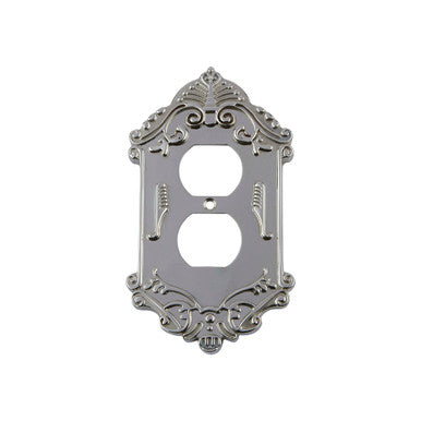 Nostalgic 719872: Victorian Single Duplex Switchplate - Bright Chrome