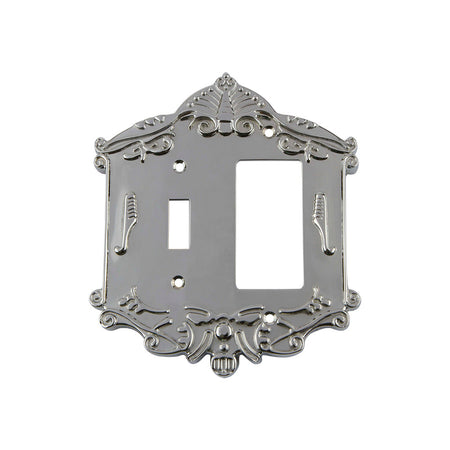 Nostalgic Warehouse 719874: Victorian Single Toggle/Single Rocker Combination Switchplate - Bright Chrome
