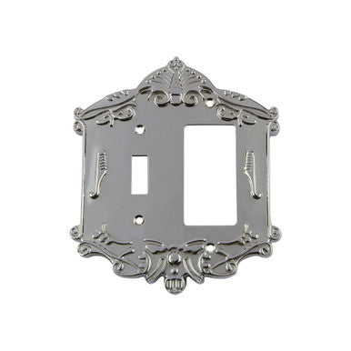 Nostalgic 719874: Victorian Single Toggle/Single Rocker Combination Switchplate - Bright Chrome