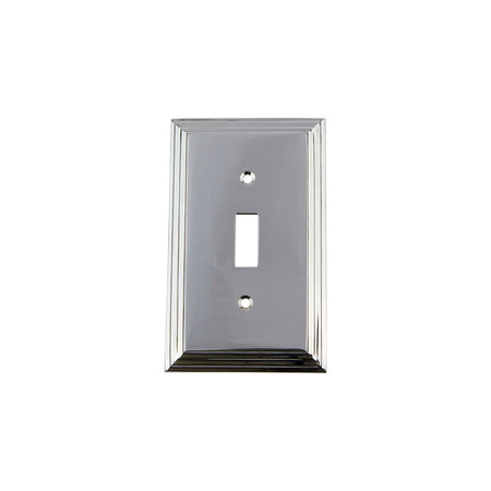 Nostalgic Warehouse 719878: Deco Single Toggle Switchplate - Bright Chrome