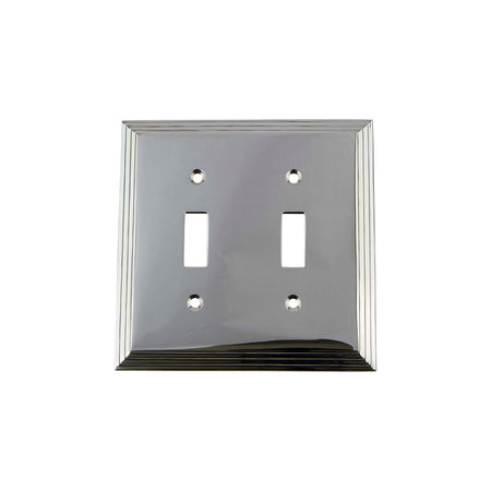 Nostalgic Warehouse 719879: Deco Double Toggle Switchplate - Bright Chrome