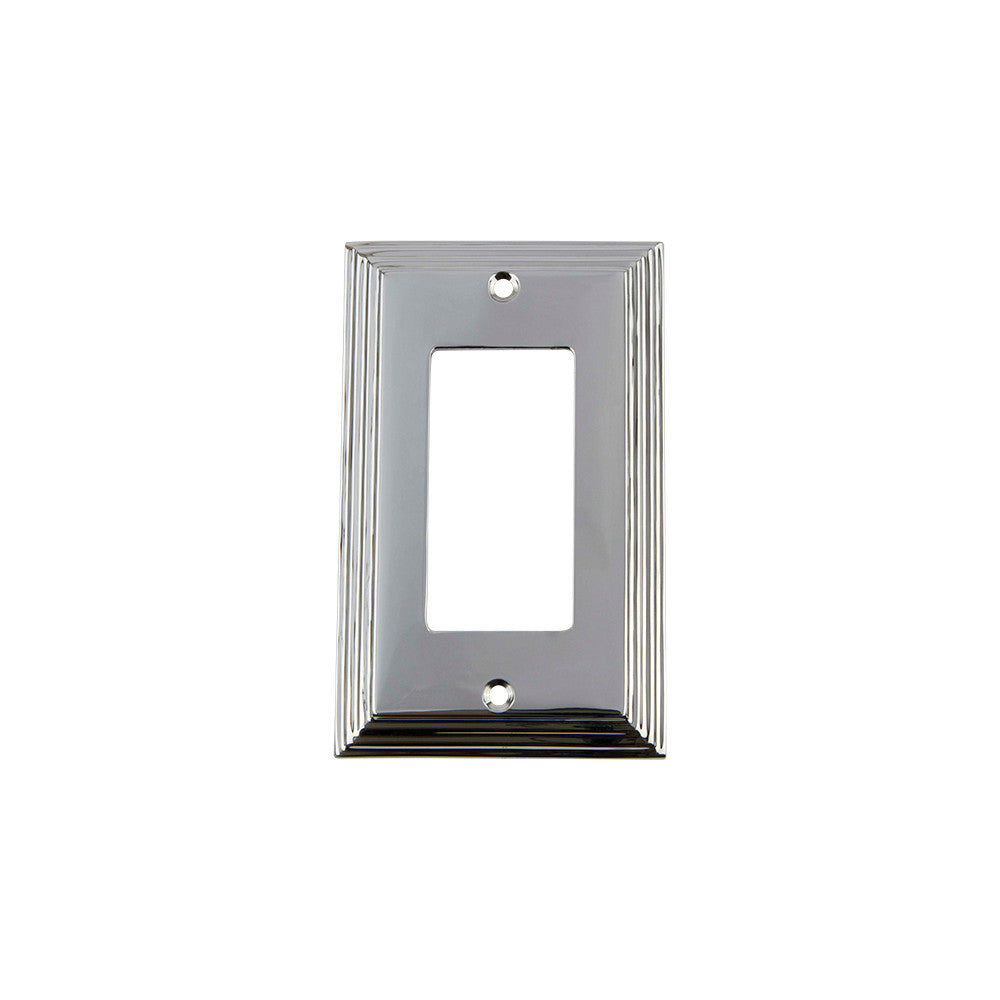 Nostalgic Warehouse 719881: Deco Single Rocker Switchplate - Bright Chrome