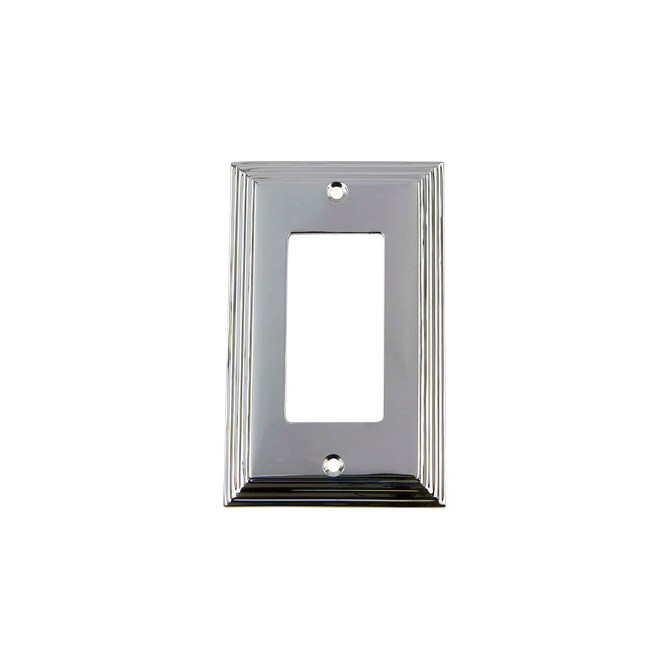 Nostalgic Warehouse 719881: Deco Single Rocker Switchplate - Bright Chrome
