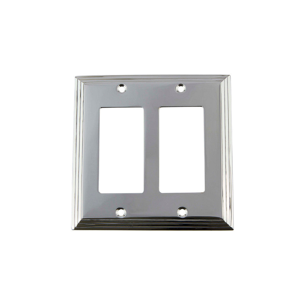 Nostalgic Warehouse 719882: Deco Double Rocker Switchplate - Bright Chrome