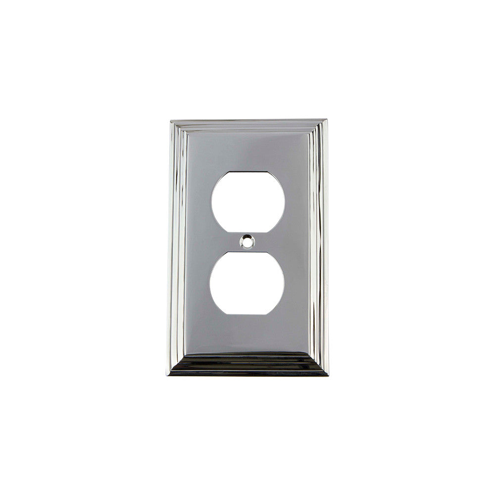 Nostalgic Warehouse 719884: Deco Single Duplex Switchplate - Bright Chrome