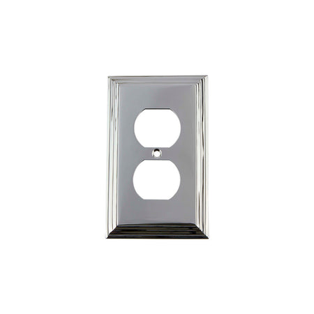 Nostalgic Warehouse 719884: Deco Single Duplex Switchplate - Bright Chrome