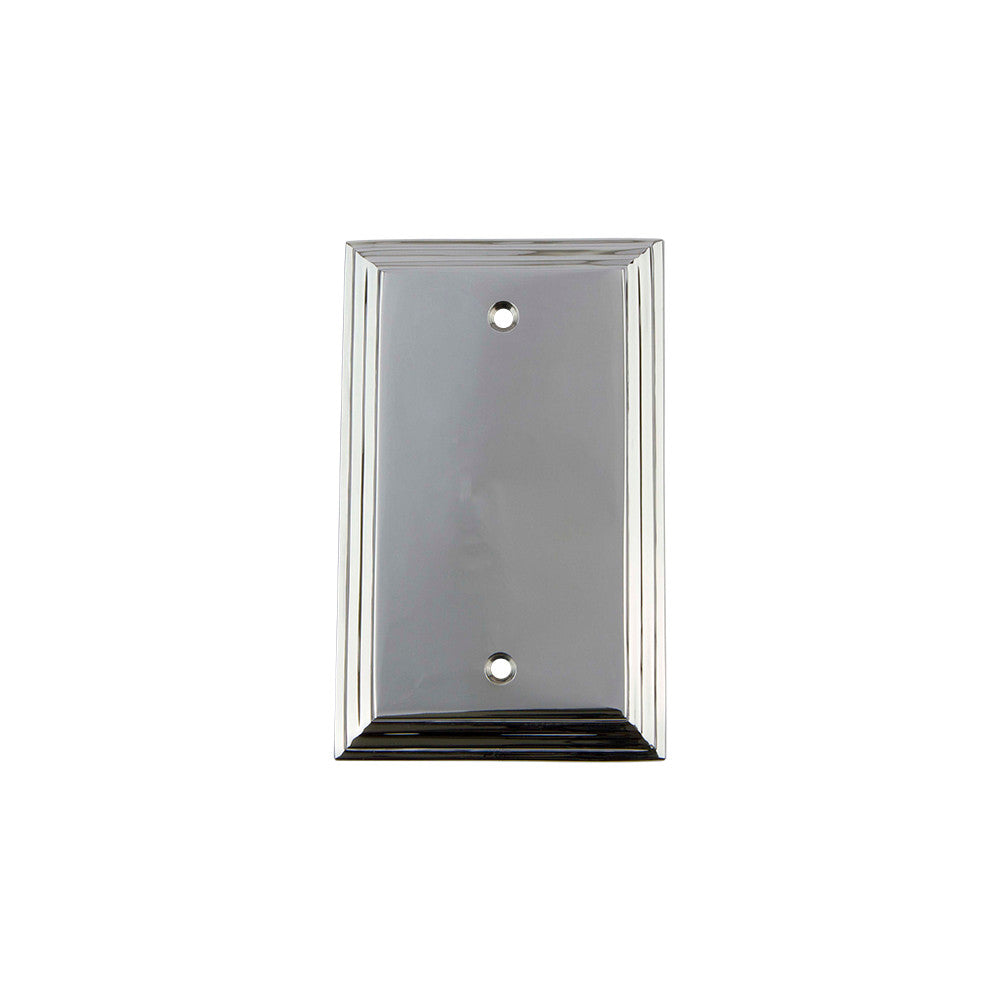 Nostalgic Warehouse 719889: Deco Single Blank Switchplate - Bright Chrome