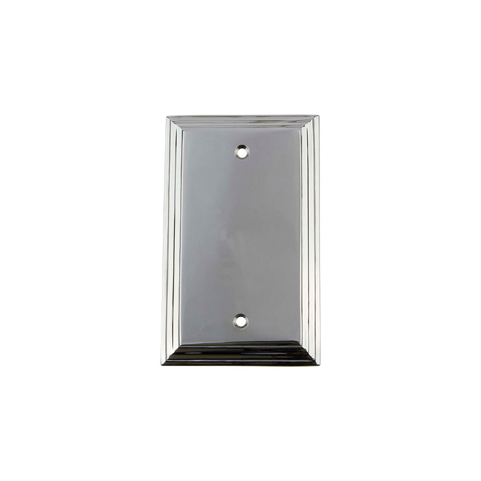 Nostalgic Warehouse 719889: Deco Single Blank Switchplate - Bright Chrome