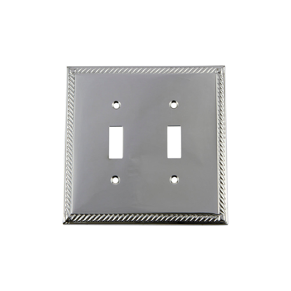 Nostalgic Warehouse 719891: Rope Double Toggle Switchplate - Bright Chrome