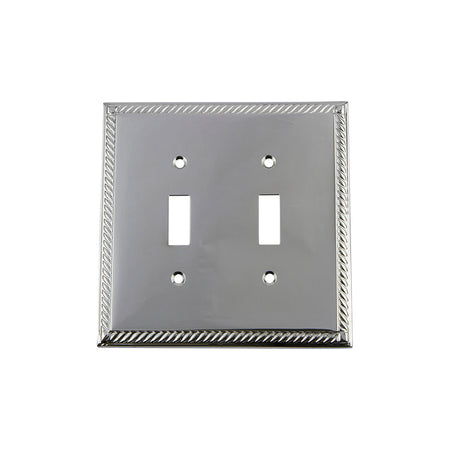Nostalgic Warehouse 719891: Rope Double Toggle Switchplate - Bright Chrome