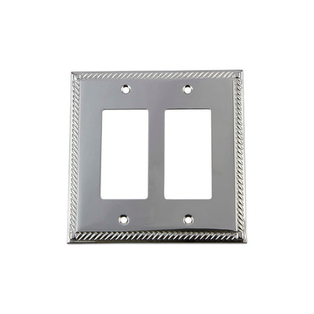 Nostalgic Warehouse 719894: Rope Double Rocker Switchplate - Bright Chrome