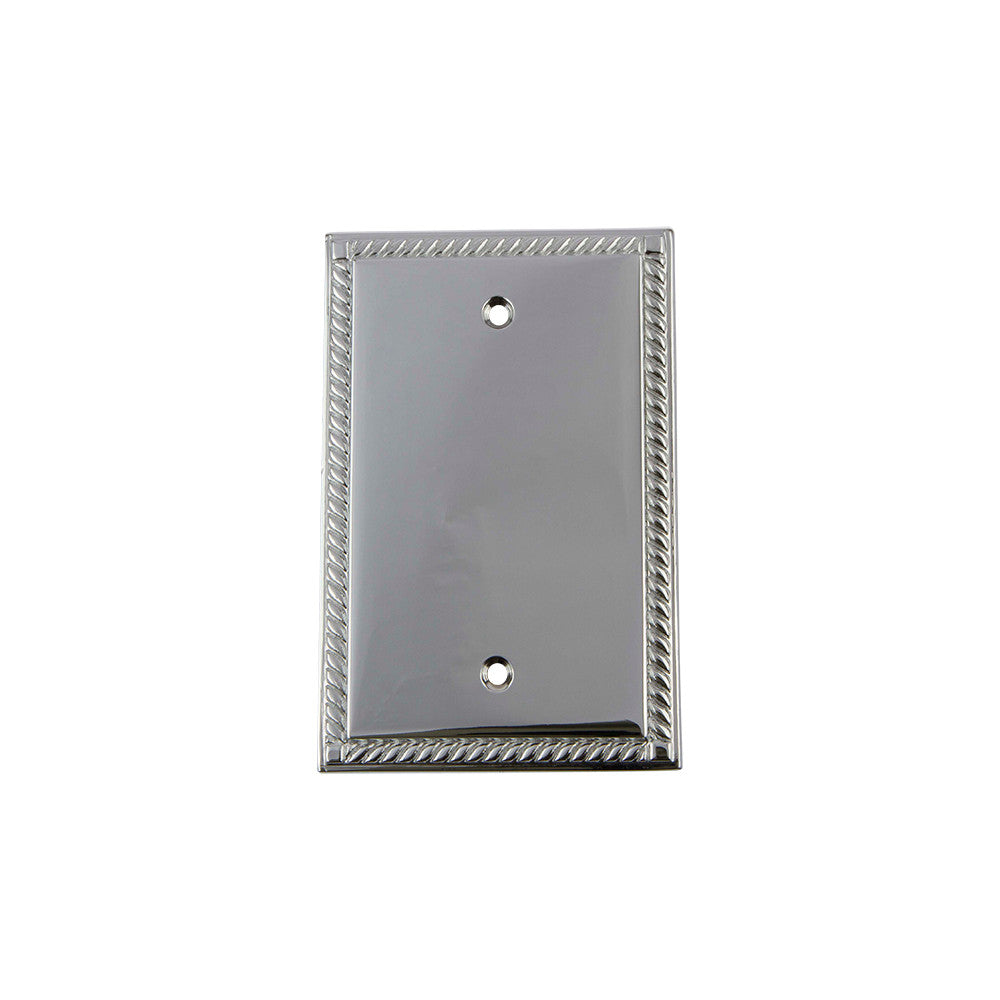 Nostalgic Warehouse 719901: Rope Single Blank Switchplate - Bright Chrome
