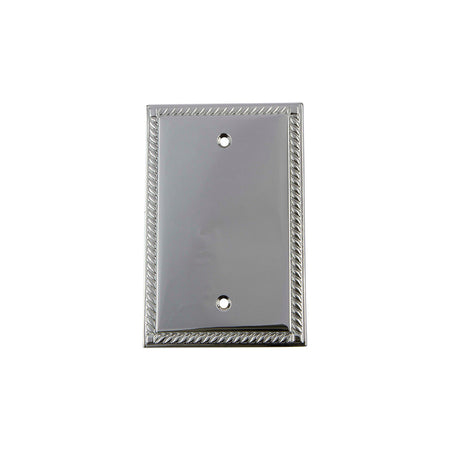 Nostalgic Warehouse 719901: Rope Single Blank Switchplate - Bright Chrome