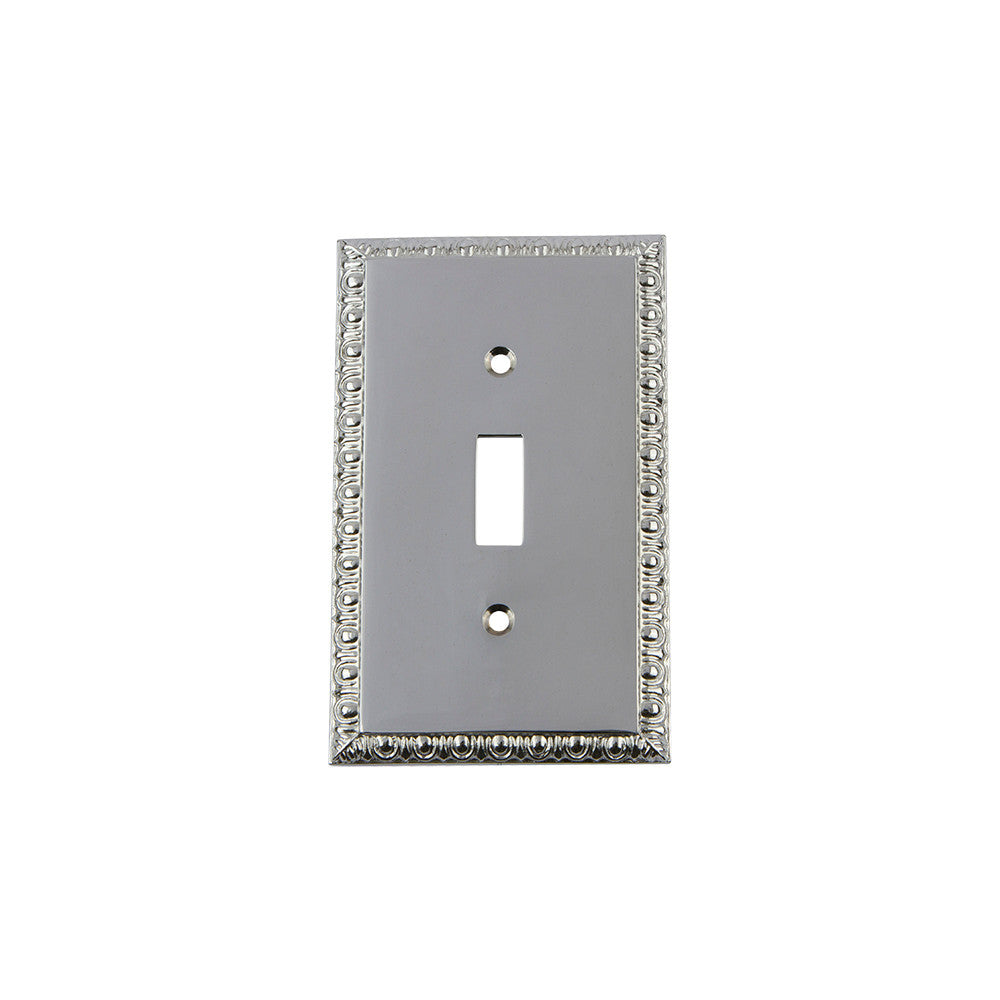 Nostalgic Warehouse 719902: Egg & Dart Single Toggle Switchplate - Bright Chrome