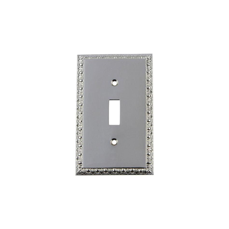 Nostalgic Warehouse 719902: Egg & Dart Single Toggle Switchplate - Bright Chrome