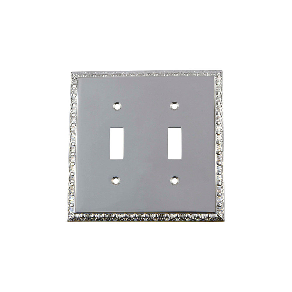 Nostalgic Warehouse 719903: Egg & Dart Double Toggle Switchplate - Bright Chrome