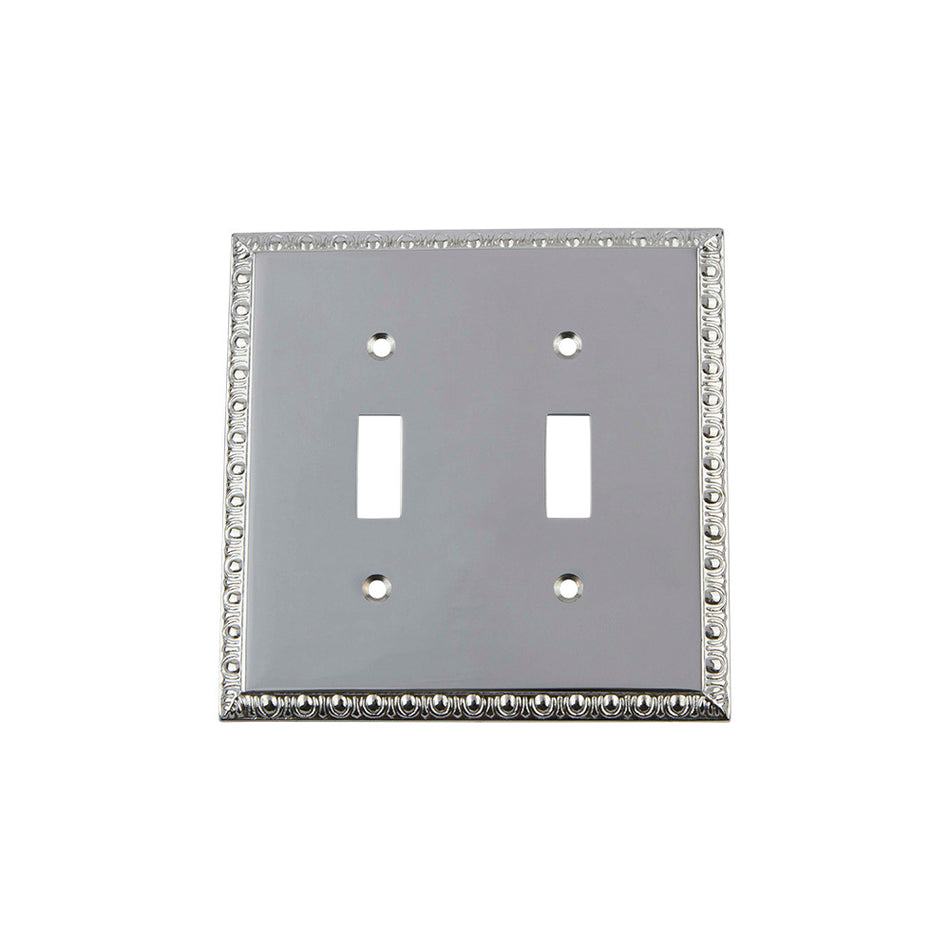 Nostalgic Warehouse 719903: Egg & Dart Double Toggle Switchplate - Bright Chrome