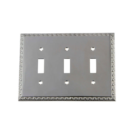 Nostalgic Warehouse 719904: Egg & Dart Triple Toggle Switchplate - Bright Chrome