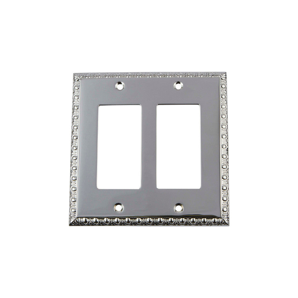 Nostalgic Warehouse 719906: Egg & Dart Double Rocker Switchplate - Bright Chrome