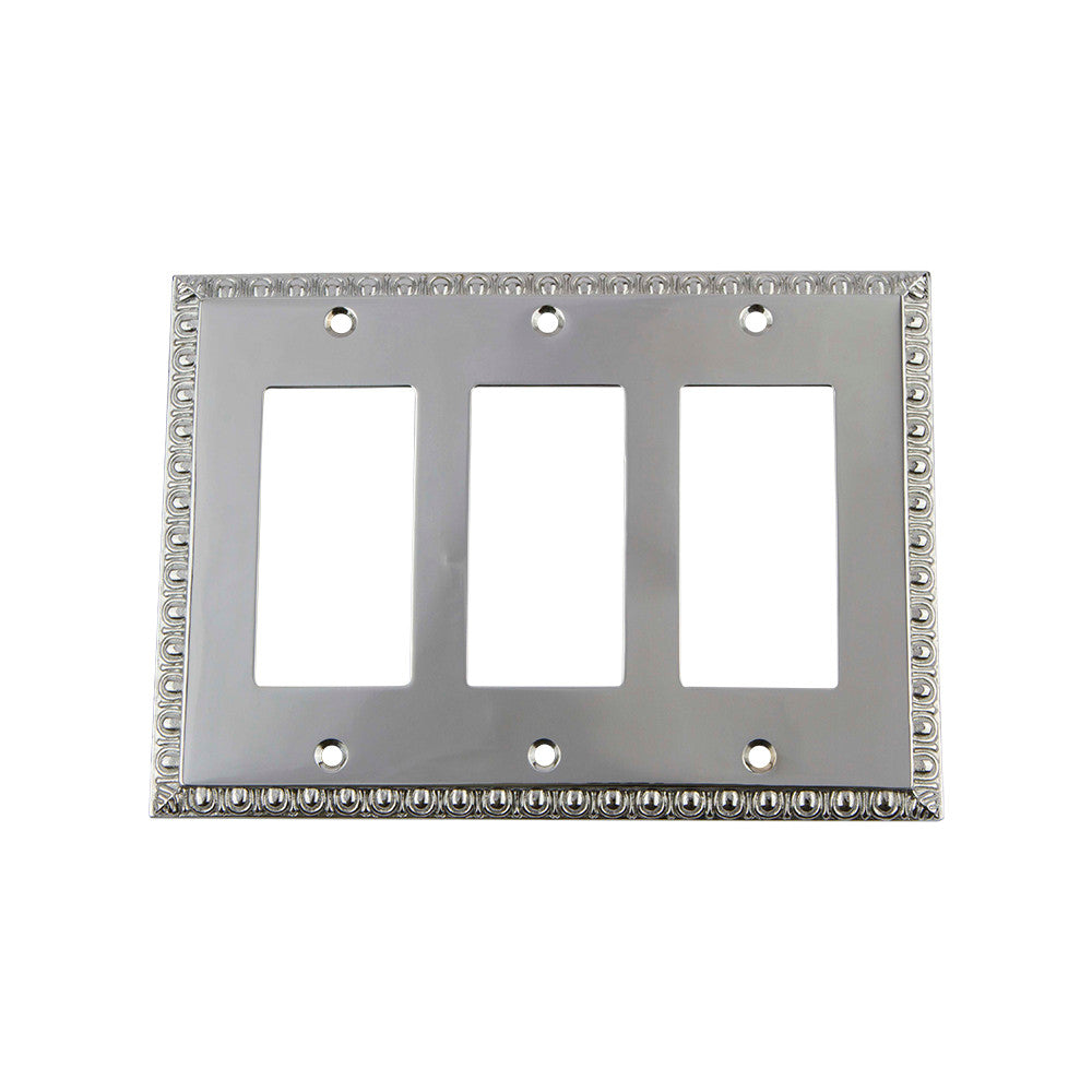 Nostalgic Warehouse 719907: Egg & Dart Triple Rocker Switchplate - Bright Chrome