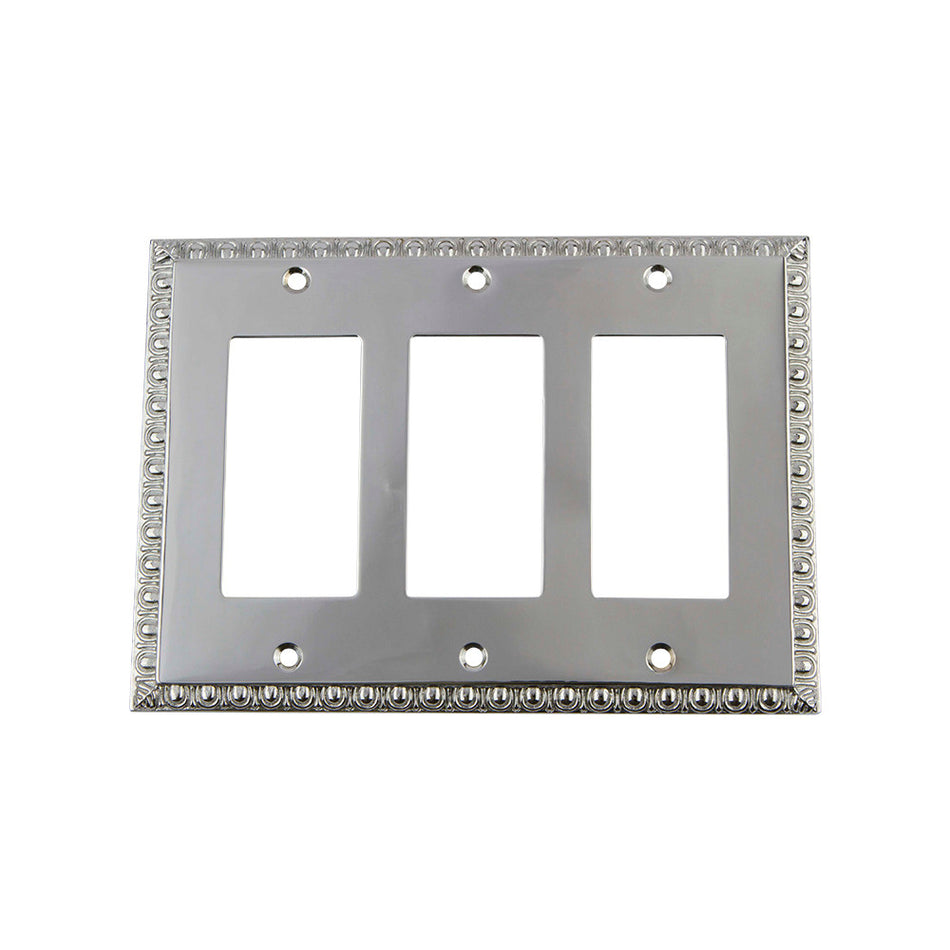 Nostalgic Warehouse 719907: Egg & Dart Triple Rocker Switchplate - Bright Chrome