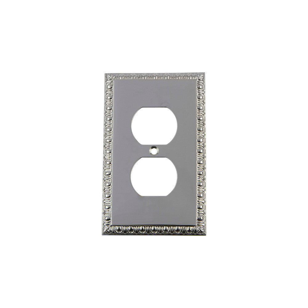 Nostalgic Warehouse 719908: Egg & Dart Single Duplex Switchplate - Bright Chrome