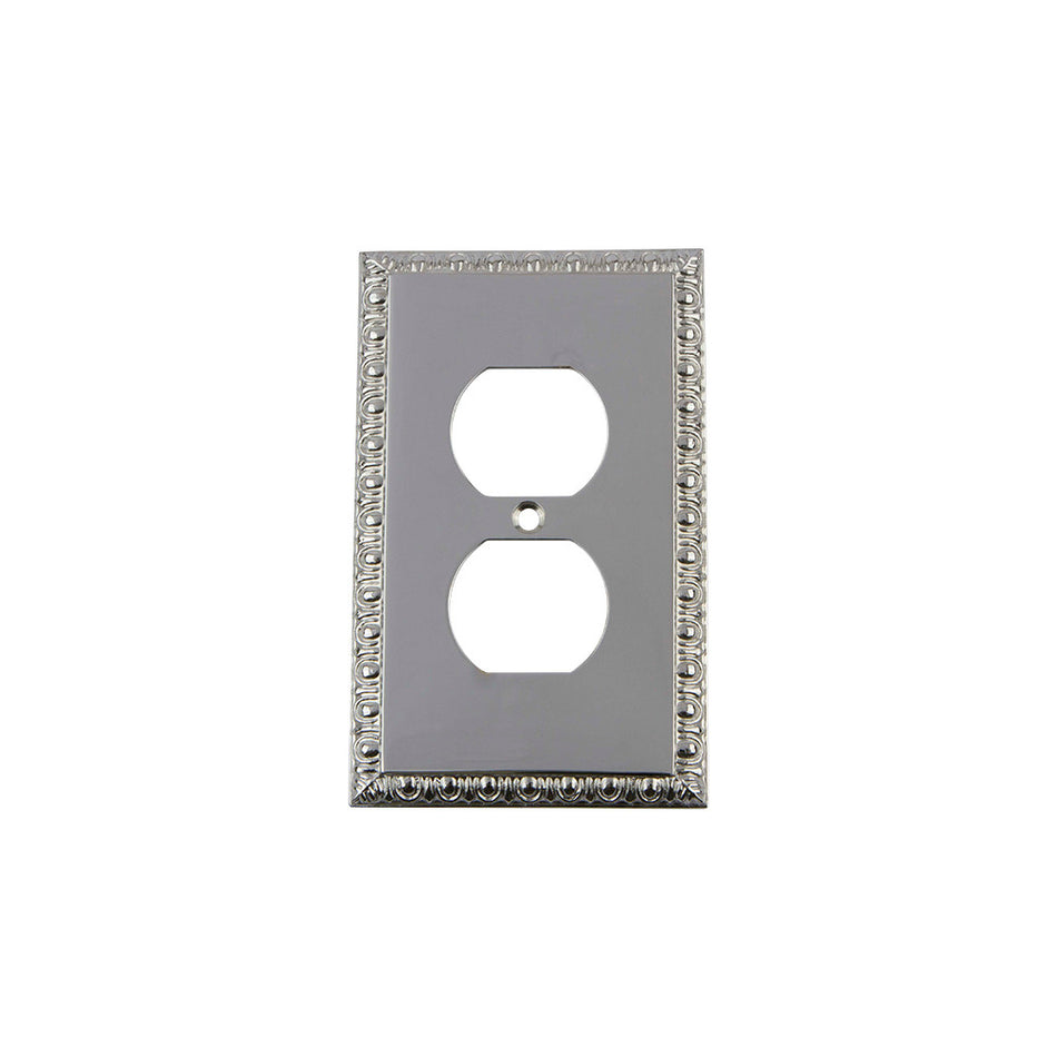Nostalgic Warehouse 719908: Egg & Dart Single Duplex Switchplate - Bright Chrome