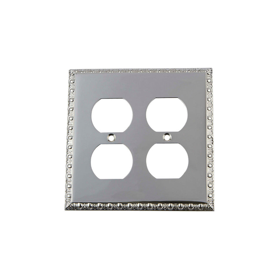 Nostalgic Warehouse 719909: Egg & Dart Double Duplex Switchplate - Bright Chrome