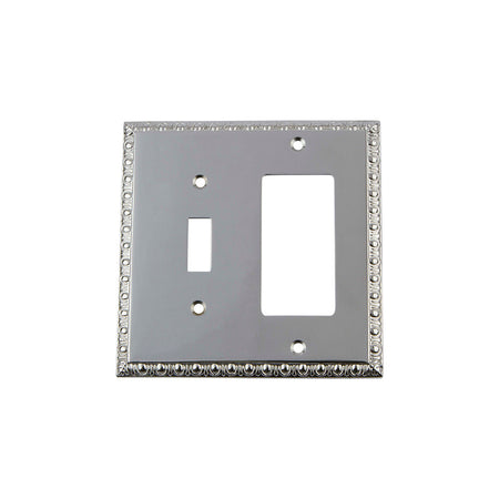 Nostalgic Warehouse 719910: Egg & Dart Single Toggle/Single Rocker Combination Switchplate - Bright Chrome