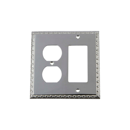 Nostalgic Warehouse 719912: Egg & Dart Single Rocker/Single Duplex Combination Switchplate - Bright Chrome