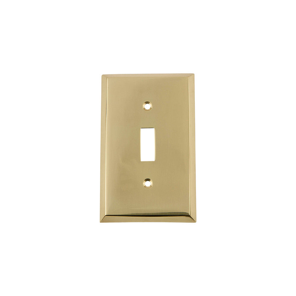 Nostalgic Warehouse 719914: New York Single Toggle Switchplate - Polished Brass