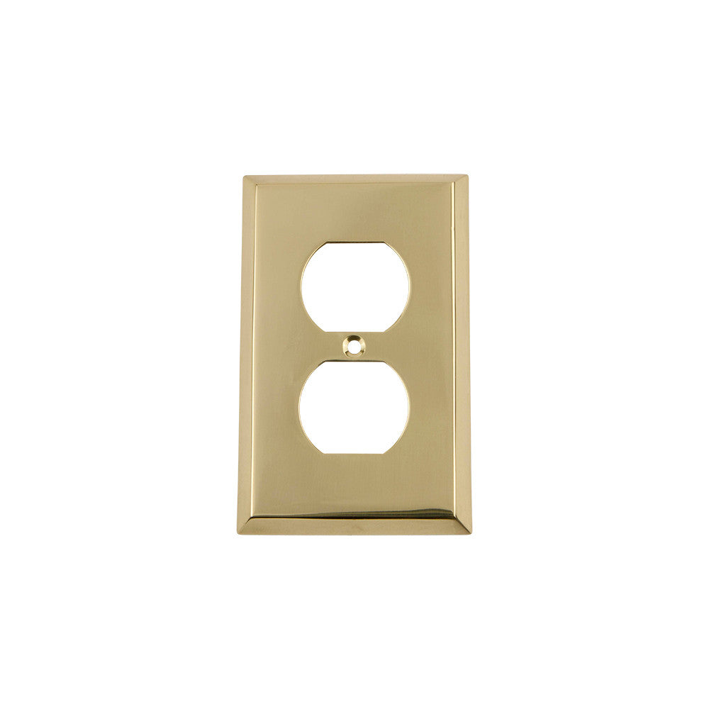 Nostalgic Warehouse 719920: New York Single Duplex Switchplate - Polished Brass