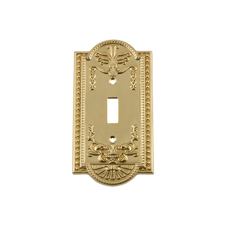 Nostalgic Warehouse 719926: Meadows Single Toggle Switchplate - Polished Brass