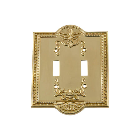 Nostalgic Warehouse 719927: Meadows Double Toggle Switchplate - Polished Brass